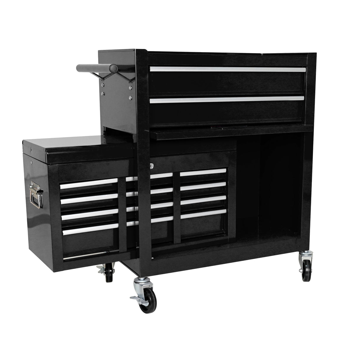 High Capacity Rolling Tool Chest with Wheels and Drawers, 8-Drawer Tool Storage Cabinet--BLACK
