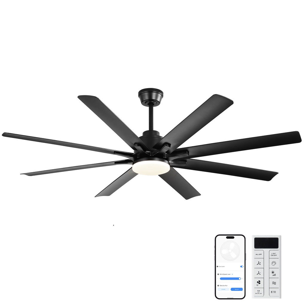 Modern 52-Inch Smart Ceiling Fan With Light