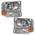 ANZO 2000-2004 Ford Excursion Crystal Headlight w/ Corner Light Chrome Amber (w/o Bulb) 111458