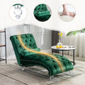 Velvet Chaise Lounge Indoor Chair (Emerald Velvet)