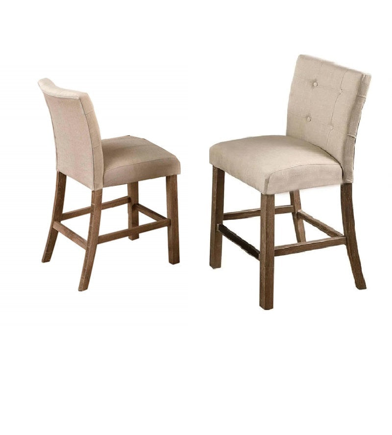Set of 2 Upholstered Counter Dining Chairs