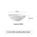 Large Porcelain Bowl With A Marble Pattern For Home Use