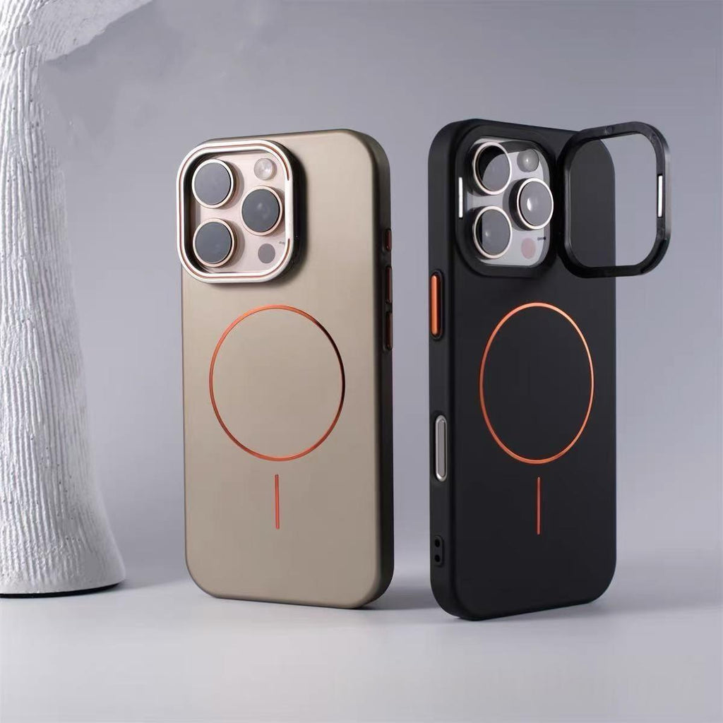 Magnetic Phone Case With A Gold-finish Thin Ring Compatible With The 17 Pro Max
