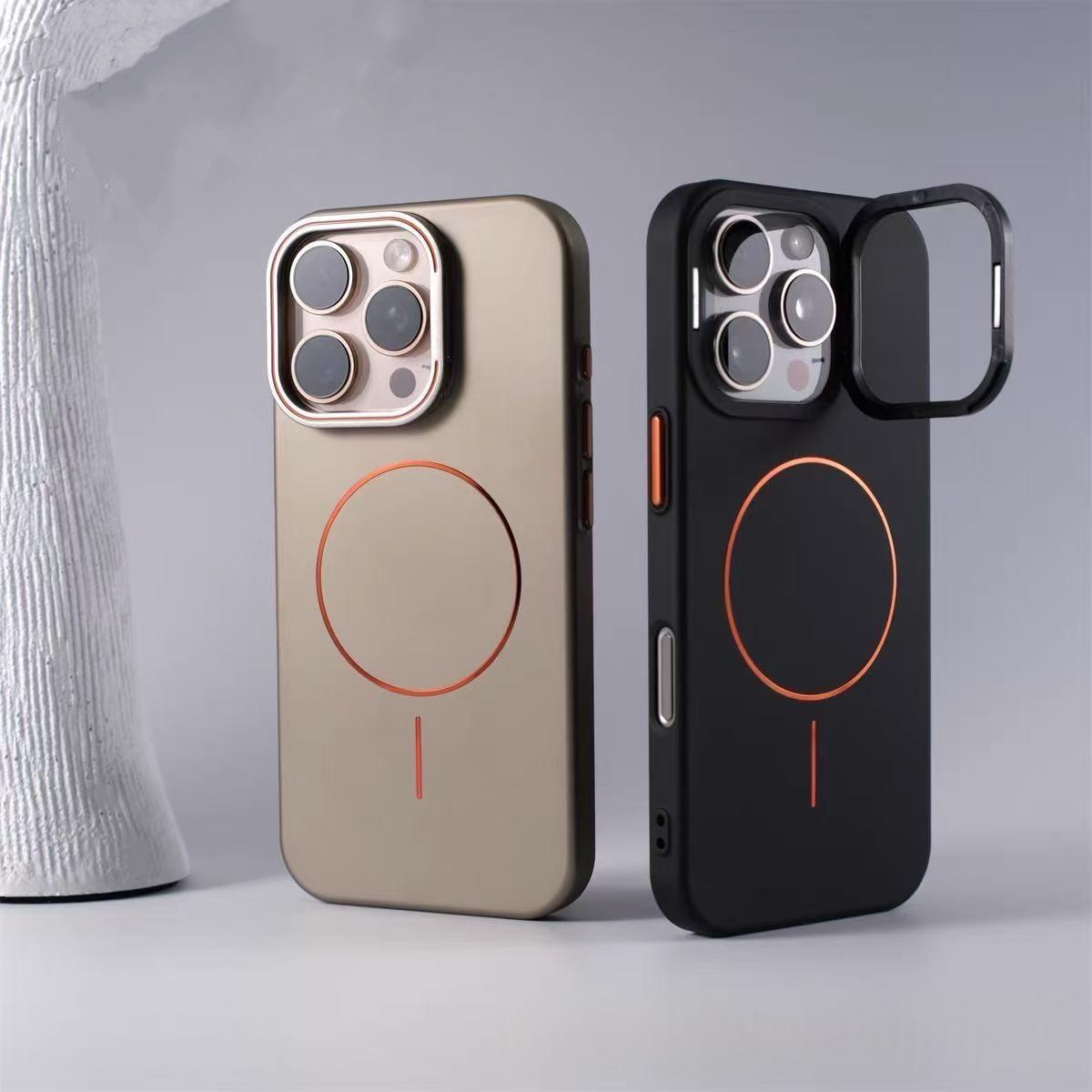Magnetic Phone Case With A Gold-finish Thin Ring Compatible With The 17 Pro Max