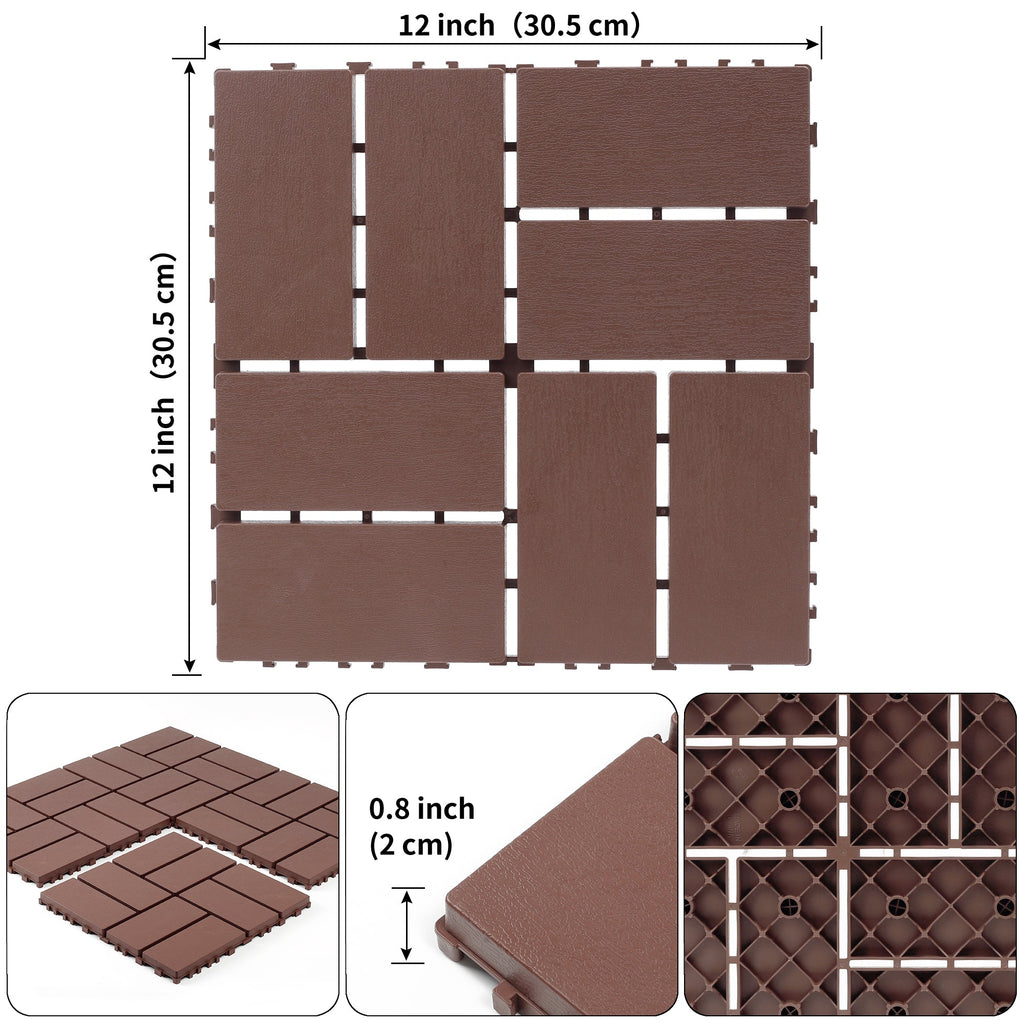 Plastic Interlocking Decking Tiles - 44 Packs