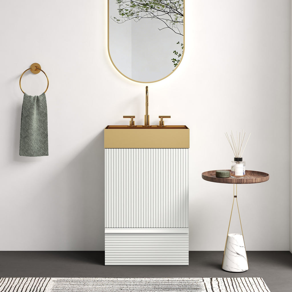 Gada 20" Striped Velvet Bathroom Vanity