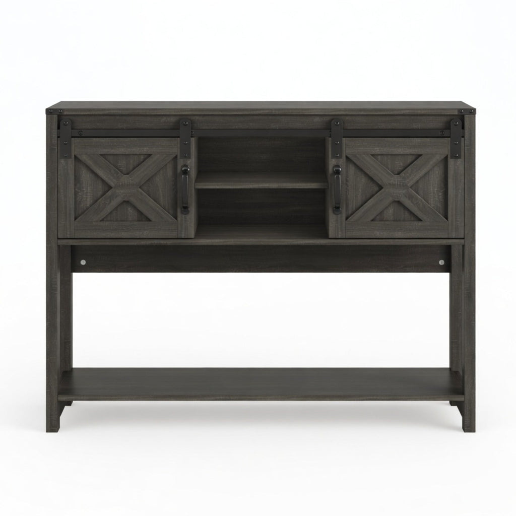 46" Modern Farmhouse Entryway Table with Storage & Sliding Barn Door, Dark