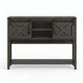 46" Modern Farmhouse Entryway Table with Storage & Sliding Barn Door, Dark