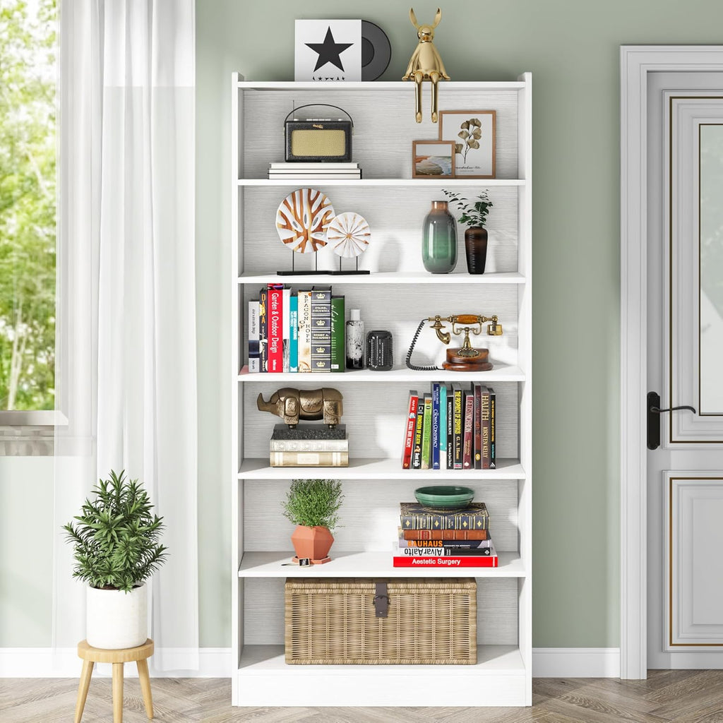 78" 7-Tier Modern White Library Bookshelf