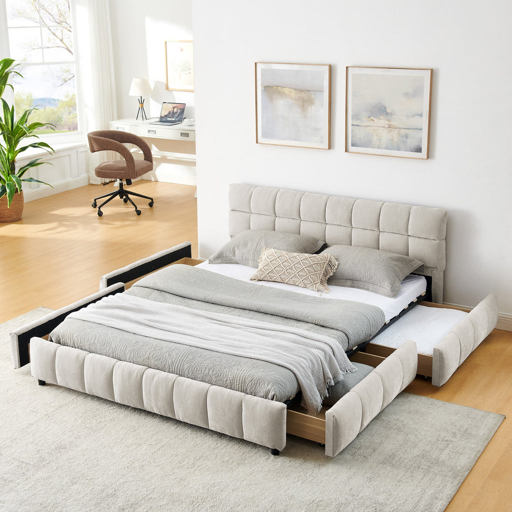 Queen Size Upholstered Bed with Storage