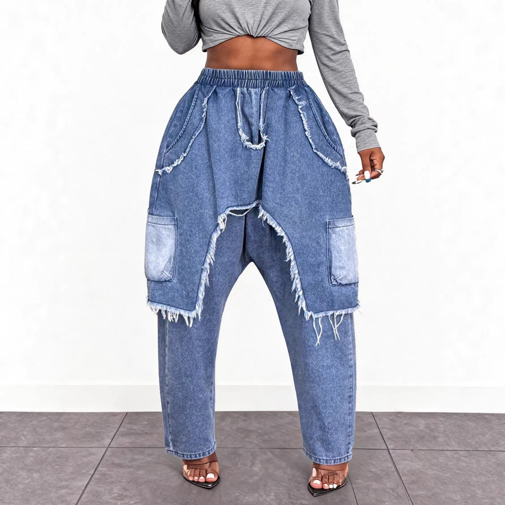 Trendy Personalized Distressed Brushed Ripped Jeans