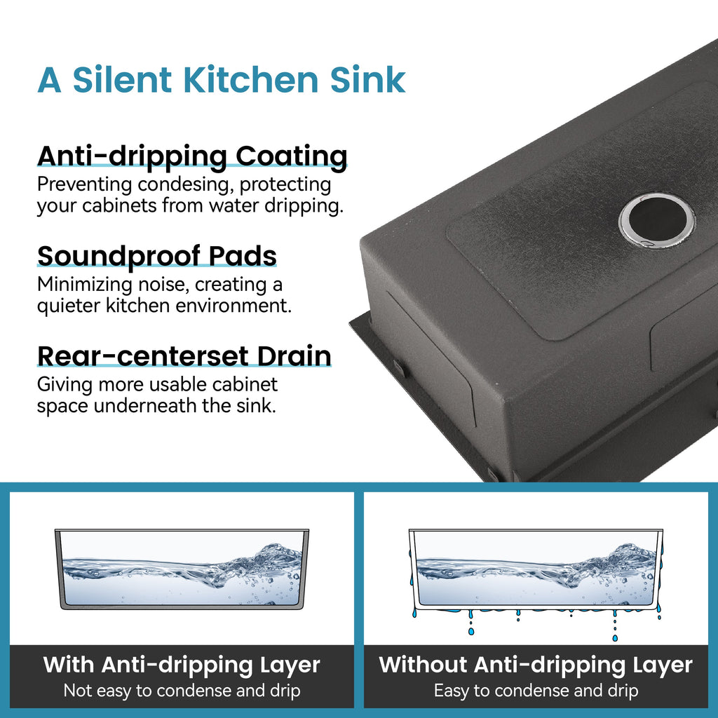 Stainless Steel Kitchen Sink - 27"x19" Undermount