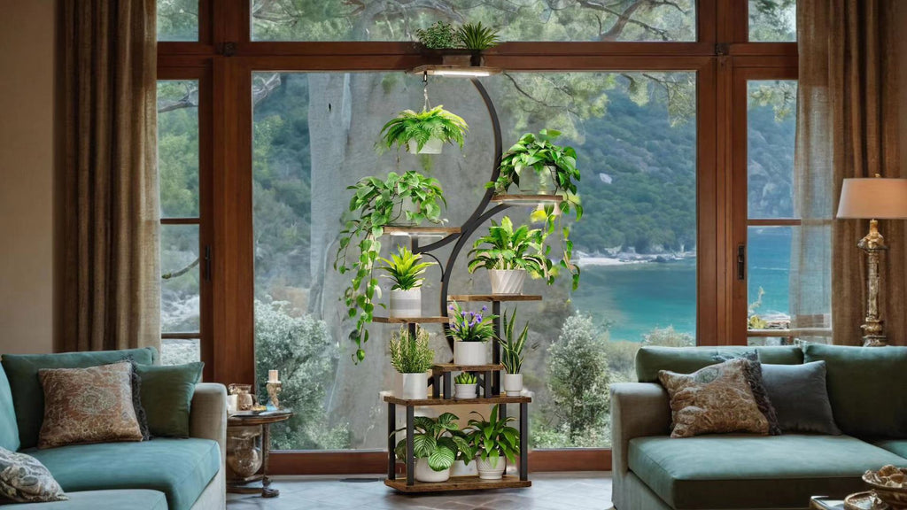 8 Tiered Indoor Plant Stand with Grow Lights
