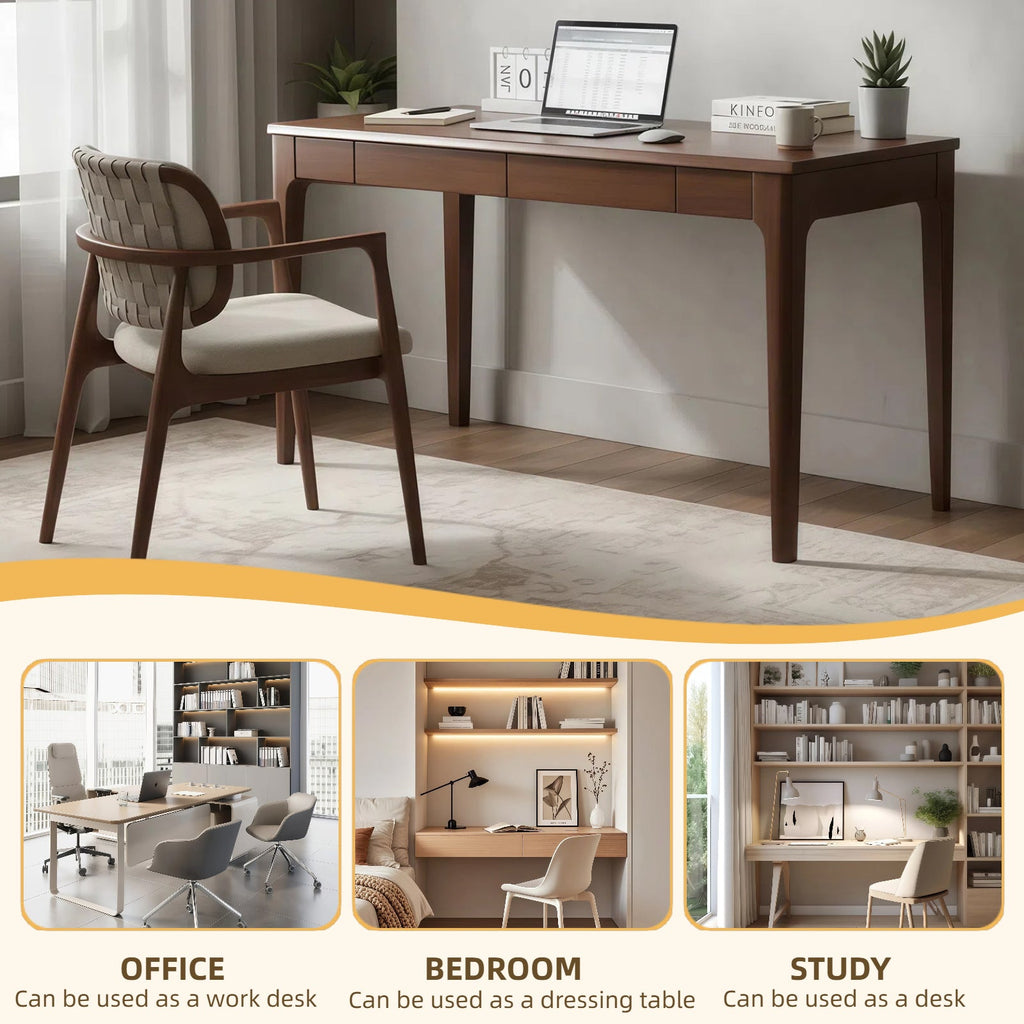 Solid Wood Desk with Drawers, Standing Desk