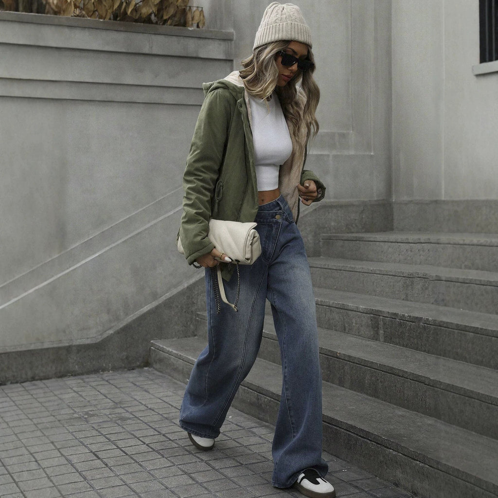 Womens Warm Hooded Cotton-Padded Coat