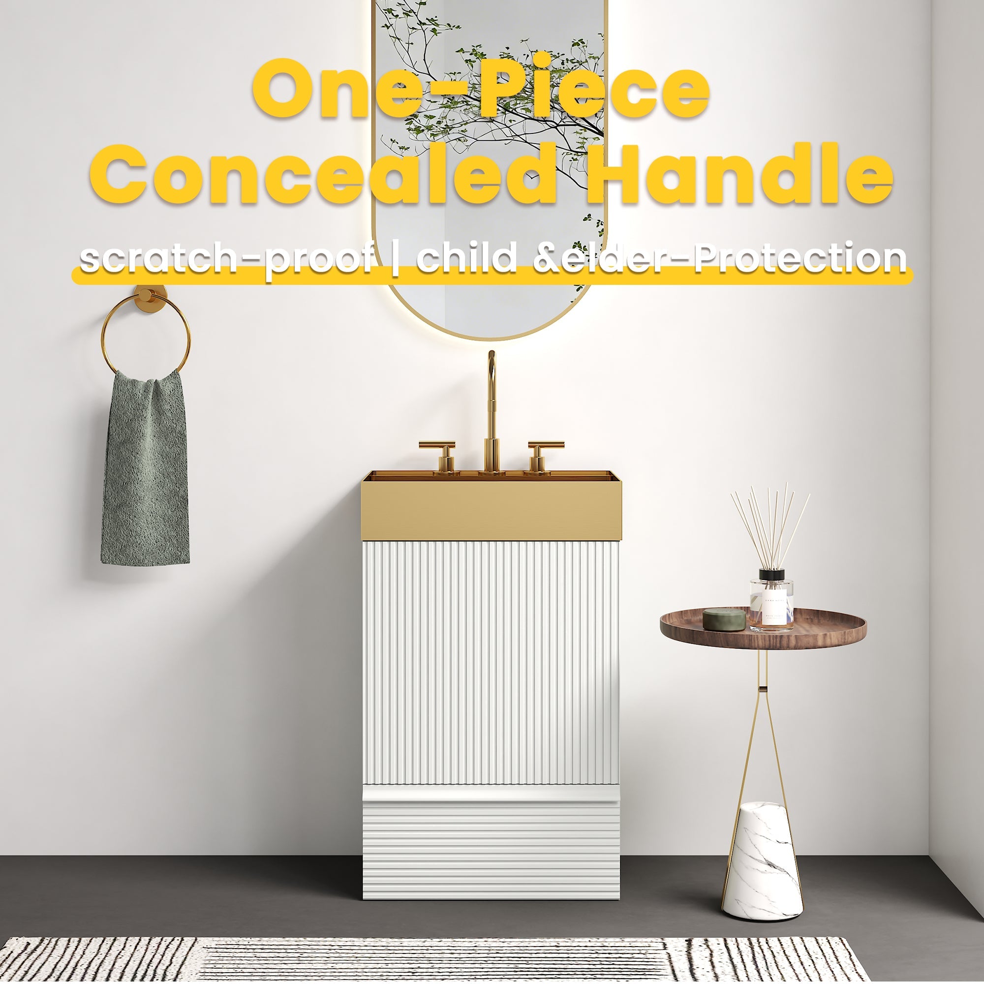 Gada 20" Striped Velvet Bathroom Vanity