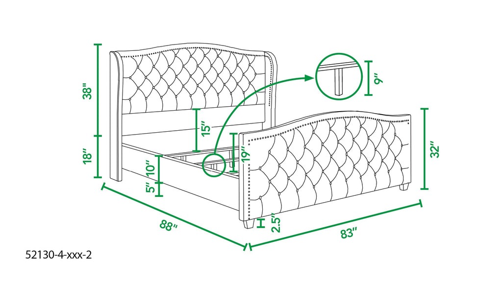 Marcella Upholstered Shelter Headboard Bed Set, King