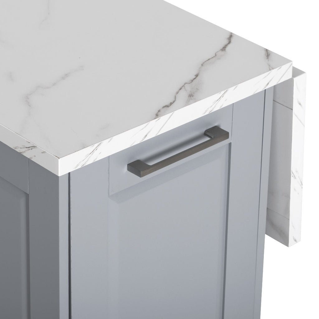 K&K 50.7" Kitchen Island with Storage Tilt Trash Can Cabinet