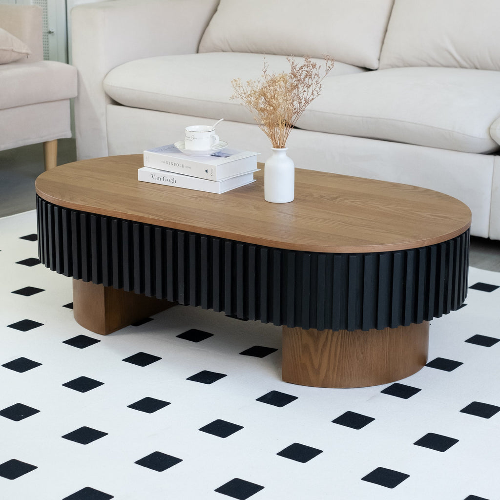 43.7" Oval Coffee Table With Hidden Storage