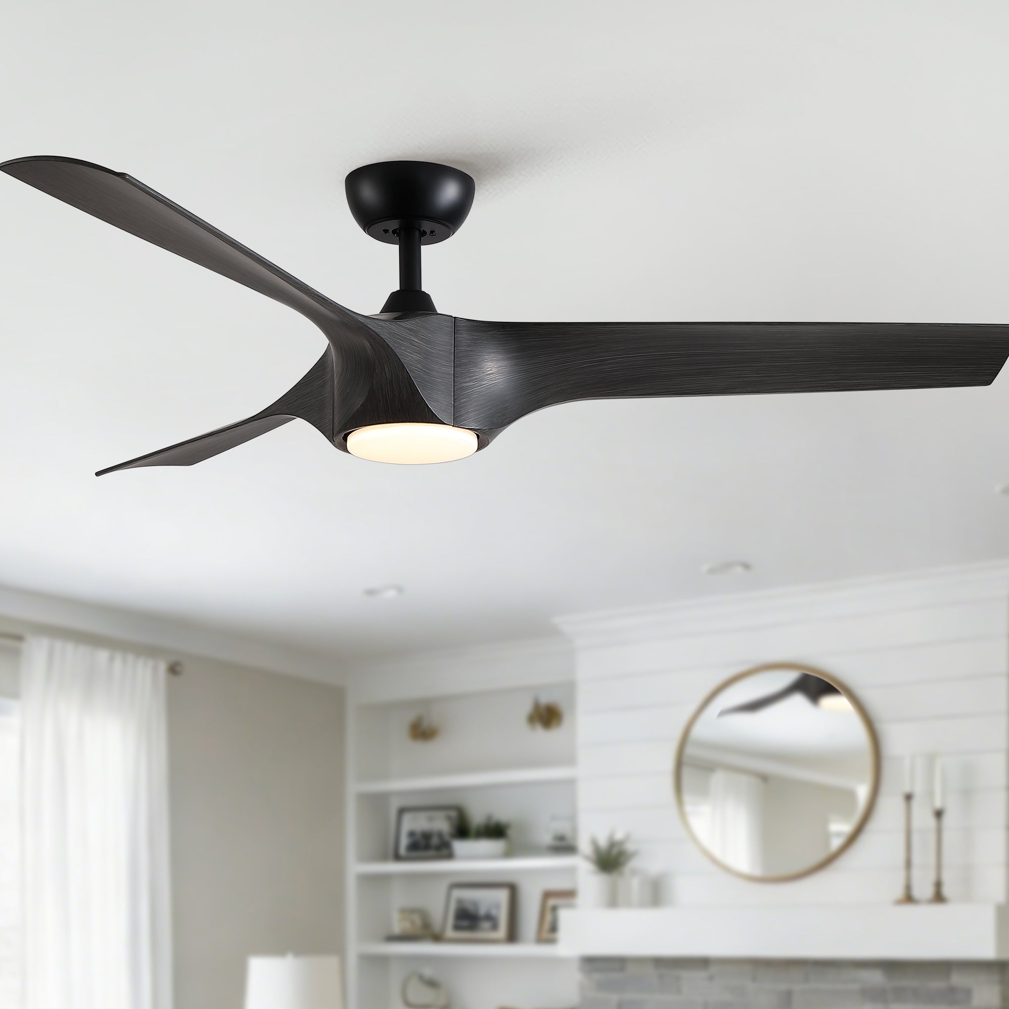 56" Modern Farmhouse Reversible Quiet Motor Ceiling Fan Light