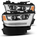 AlphaRex 19-20 Dodge Ram 1500 LUXX LED Proj Headlights Plank Chrome w/Activ Light/Seq Signal/DRL 880544 *Discontinued