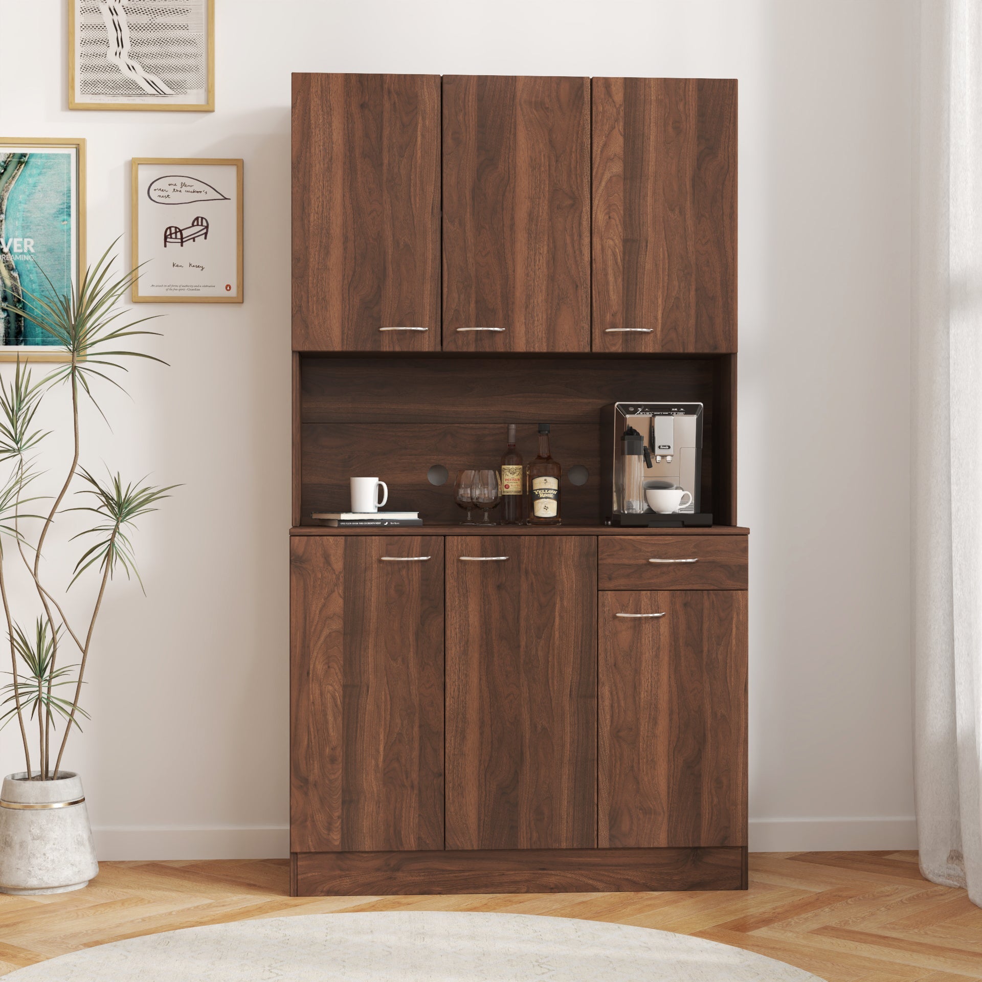 70.87" Tall Wardrobe & Kitchen Cabinet with 6 Doors