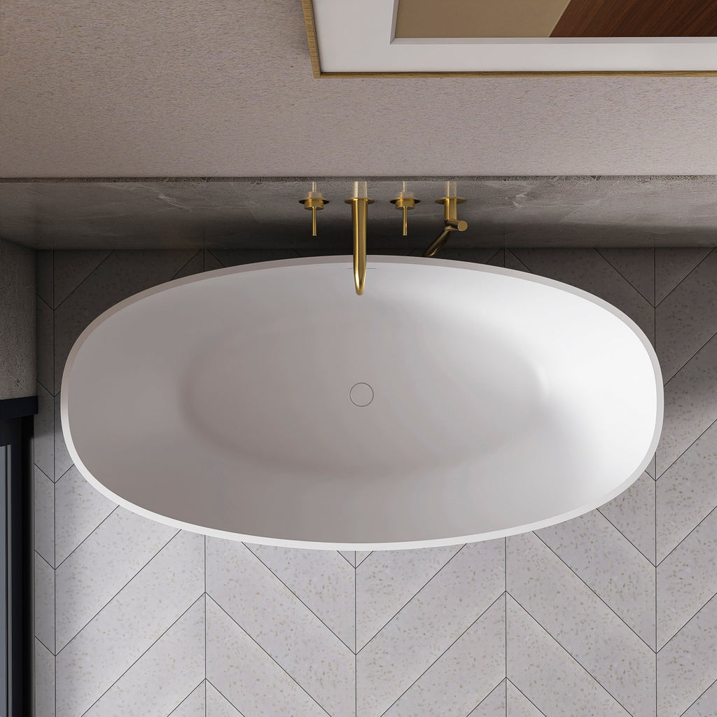 61 Inch Solid Surface Freestanding Bathroom Bathtub