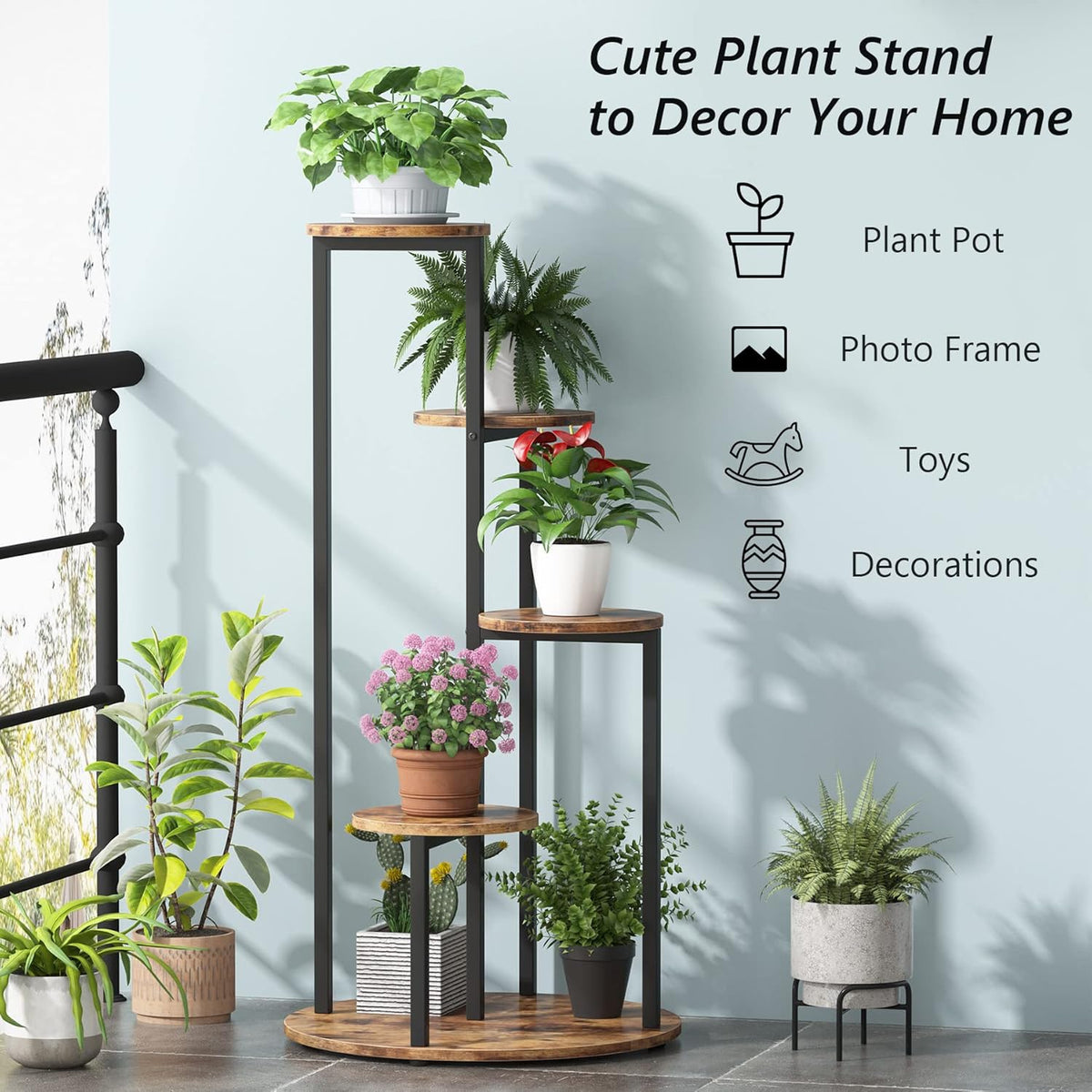 40.94" Height 4-Tier Rustic Plant Stand