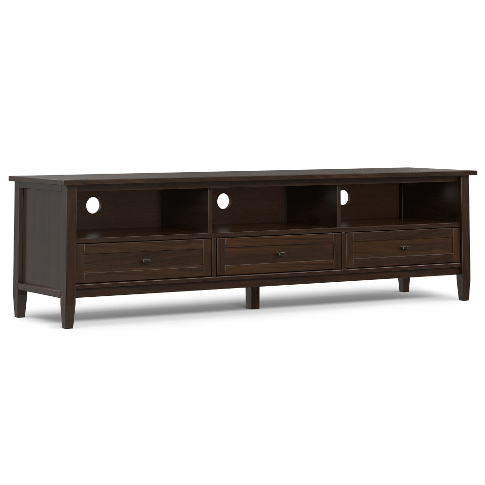 Warm Shaker 72 Inch Wide Solid Wood Low TV Stand in Tobacco