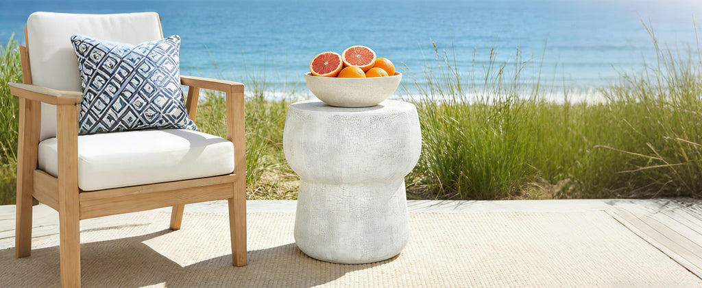 U_Style Outdoor Patio Accent Table with Crack Process