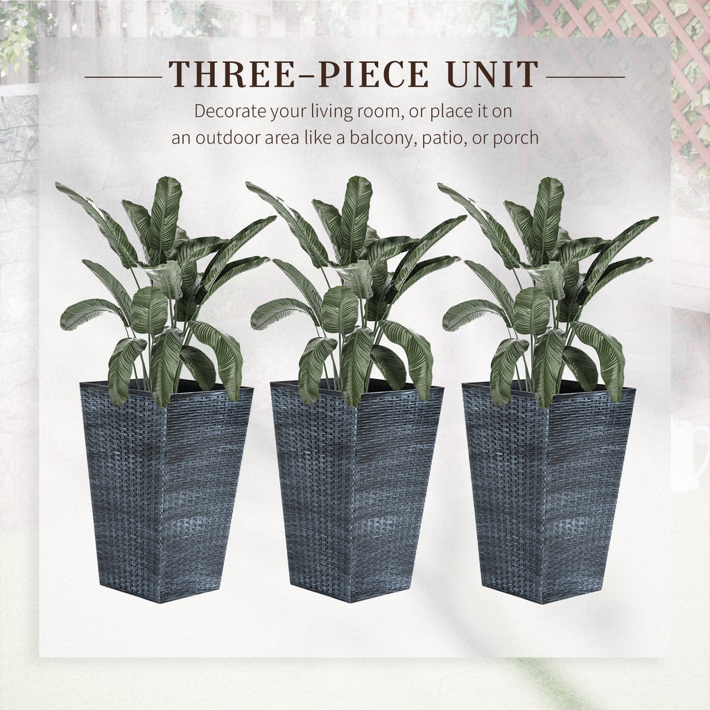 Outsunny Set of 3 Tall Planters with Drainage Hole
