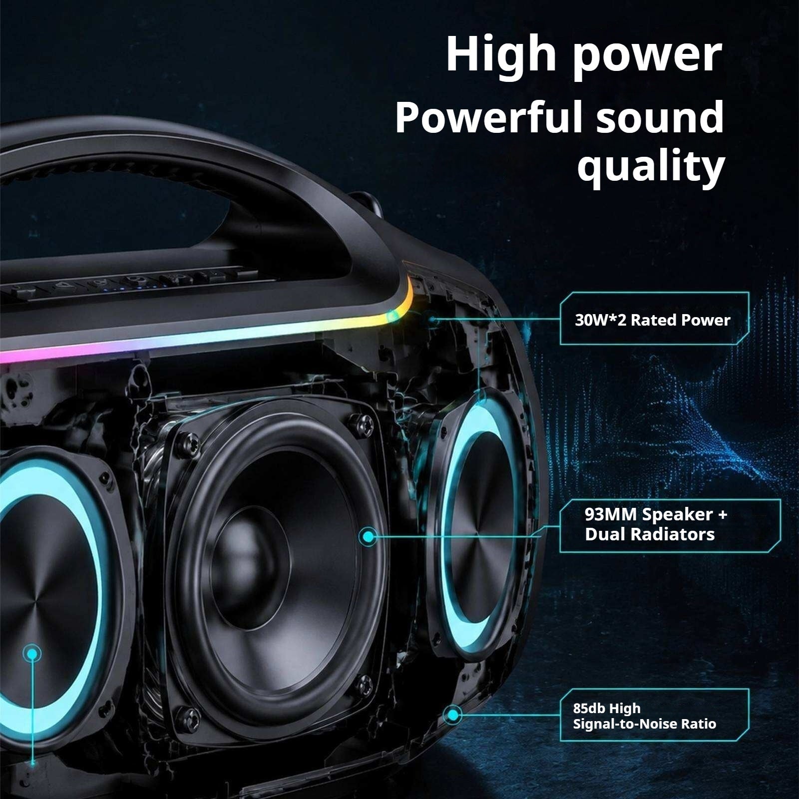 KP-875 Best-selling Portable Wireless Bluetooth Speaker High-Power RGB Lighting Multifunctional Ideal For Outdoor Parties In Stock