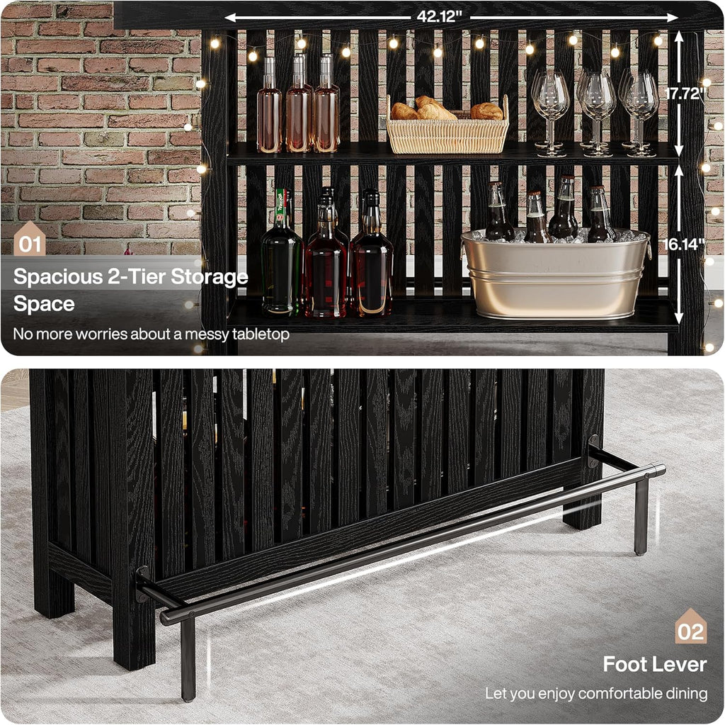 63" Modern Black Home Bar Unit