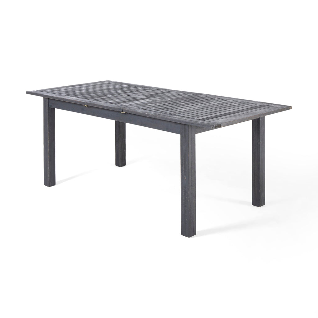Outdoor Expandable Acacia Wood Dining Table, Dark