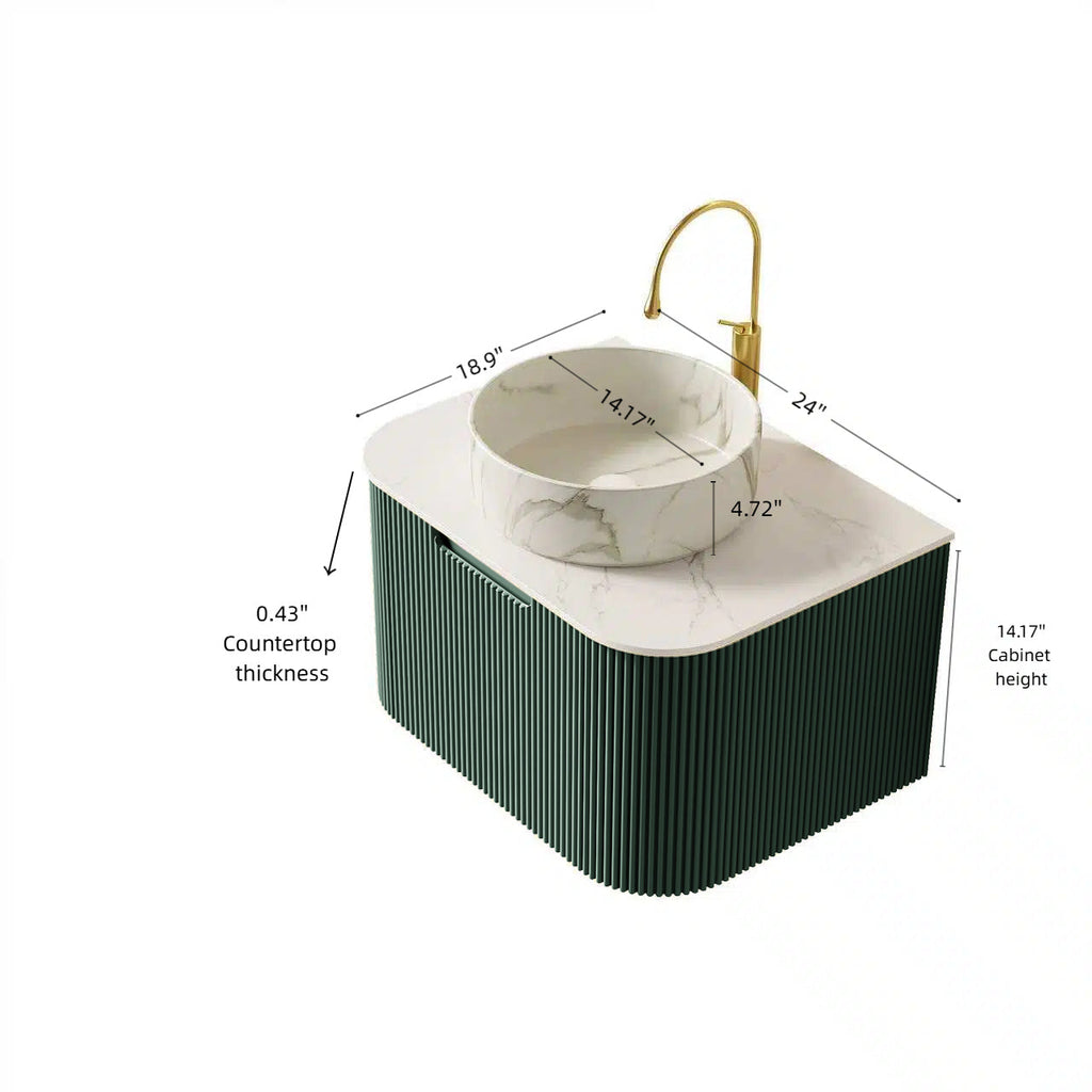 DINA 24" Bathroom Vanity & Sink, Floating Curved Edges