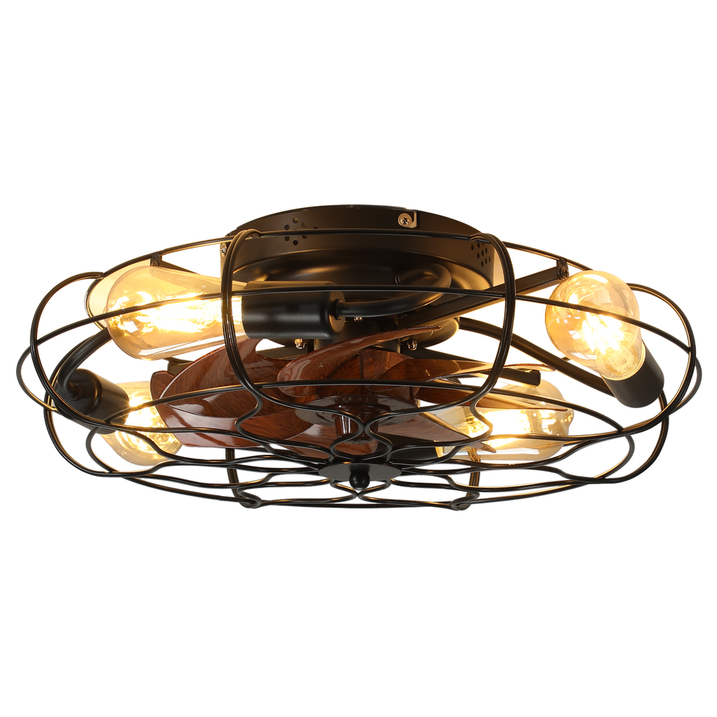 19.7" Industrial Caged Ceiling Fan with Light