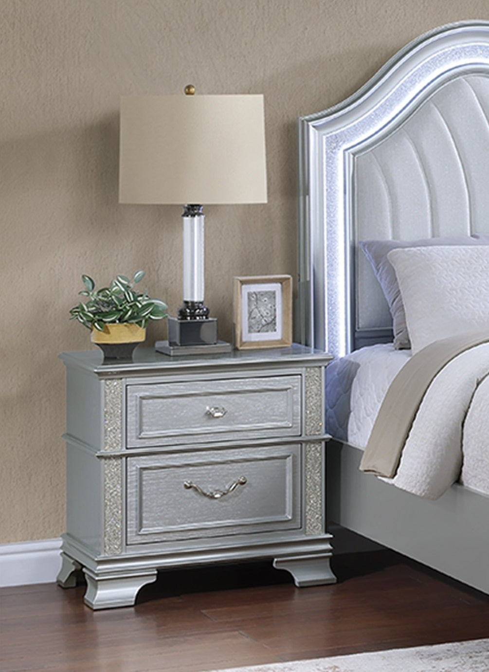 Contemporary Elegant Full Size Bed 3pc Set