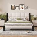 Boucle Cal King Bed Frame with Cube Headboard