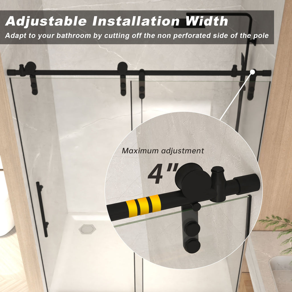 Frameless Sliding Shower Door - 5/16" Clear Tempered Glass