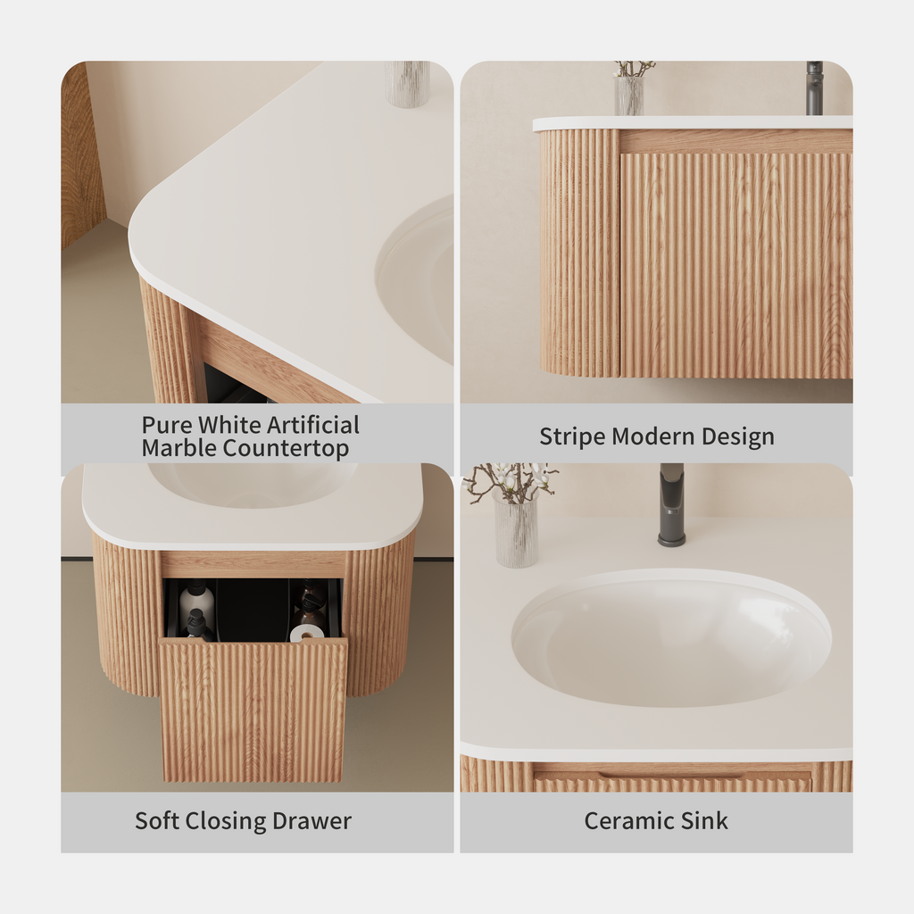 Arcora 24 Inch Wall Mounted Bathroom Vanity with Sink