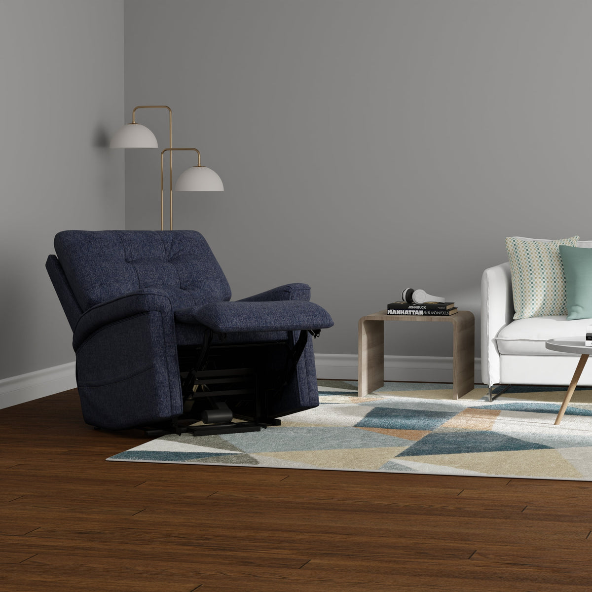 Velour Power Lift Chair in Lugano Indigo