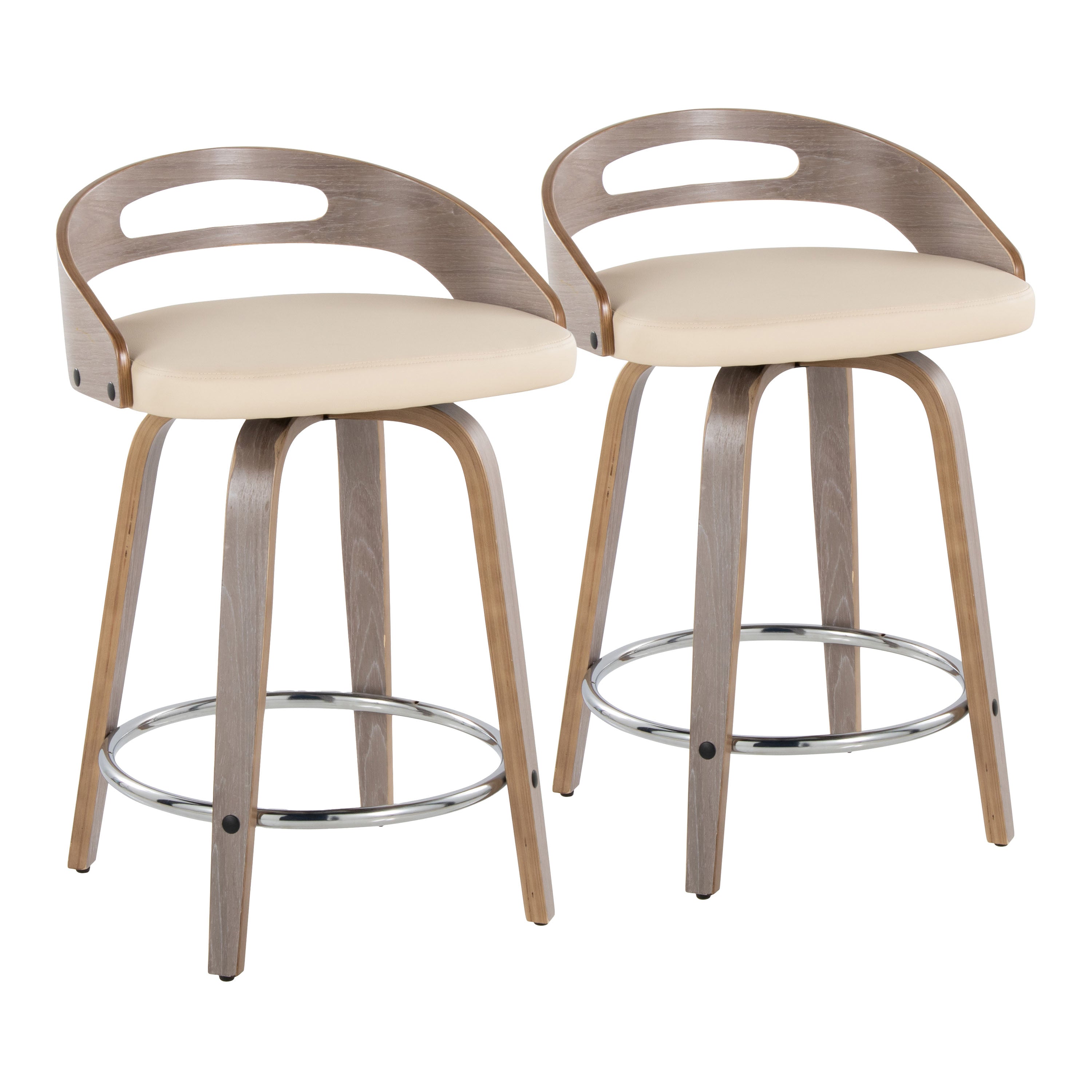 24" Mid-Century Modern Fixed-Height Counter Stool with Swivel in Light