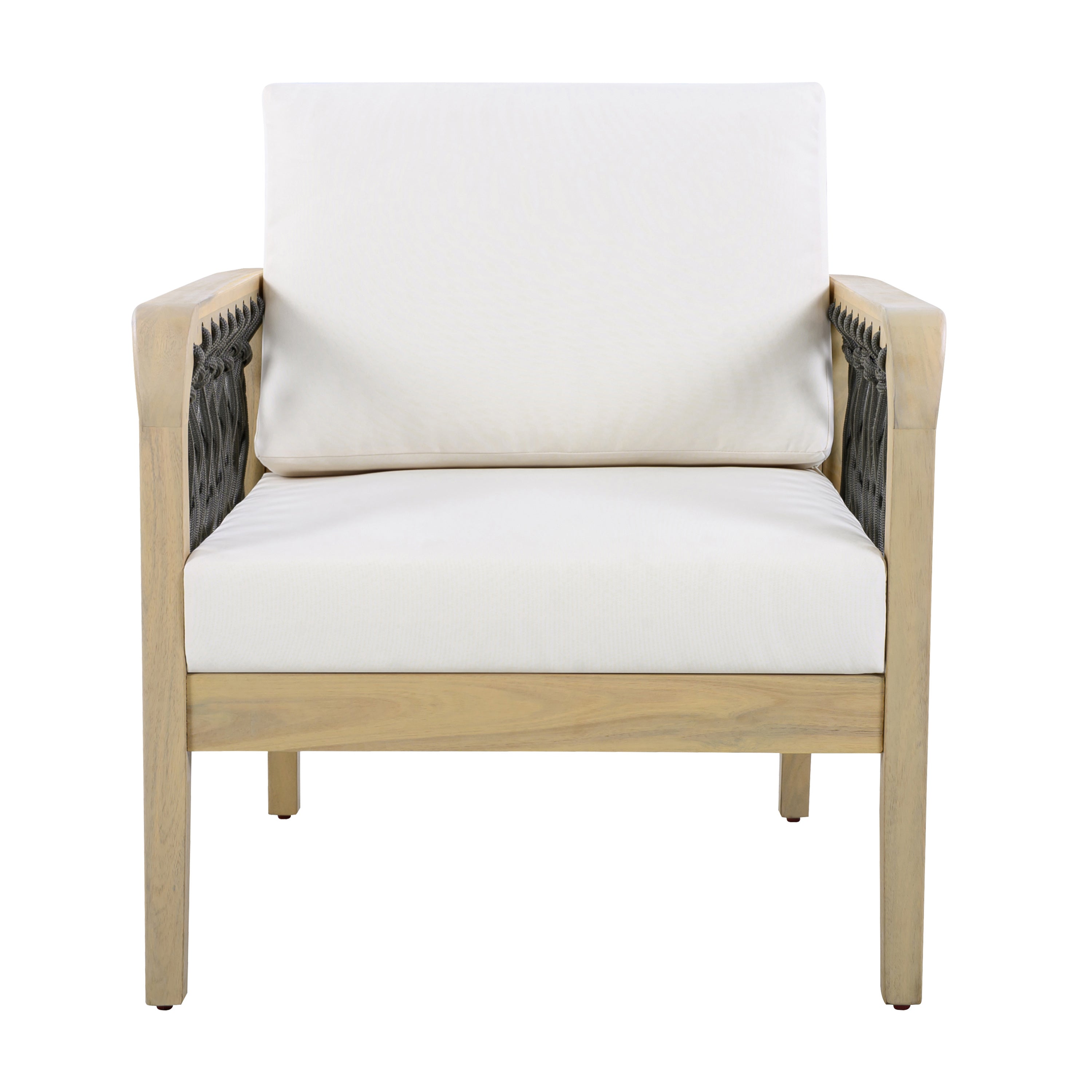 Outdoor Acacia Wood Club Chair with Handwoven Rope