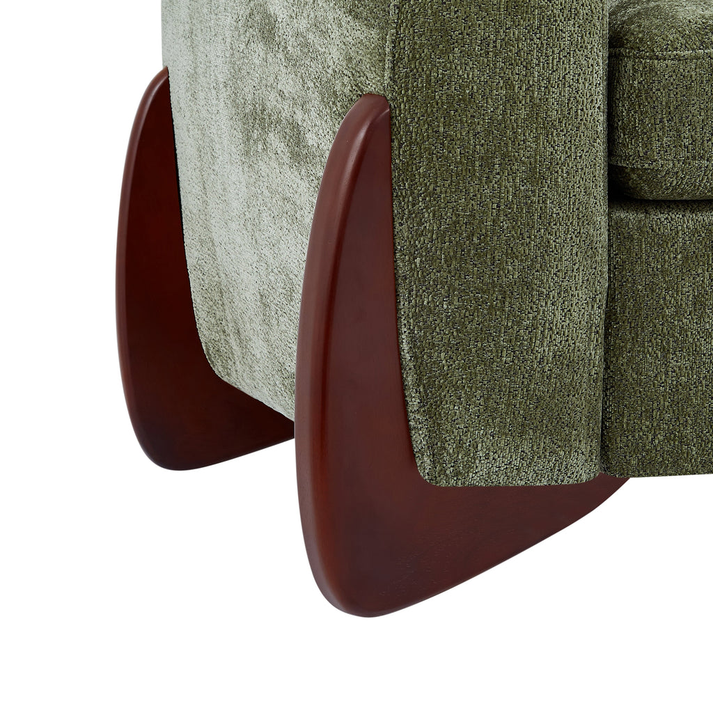 89"L Olive Chenille Sofa