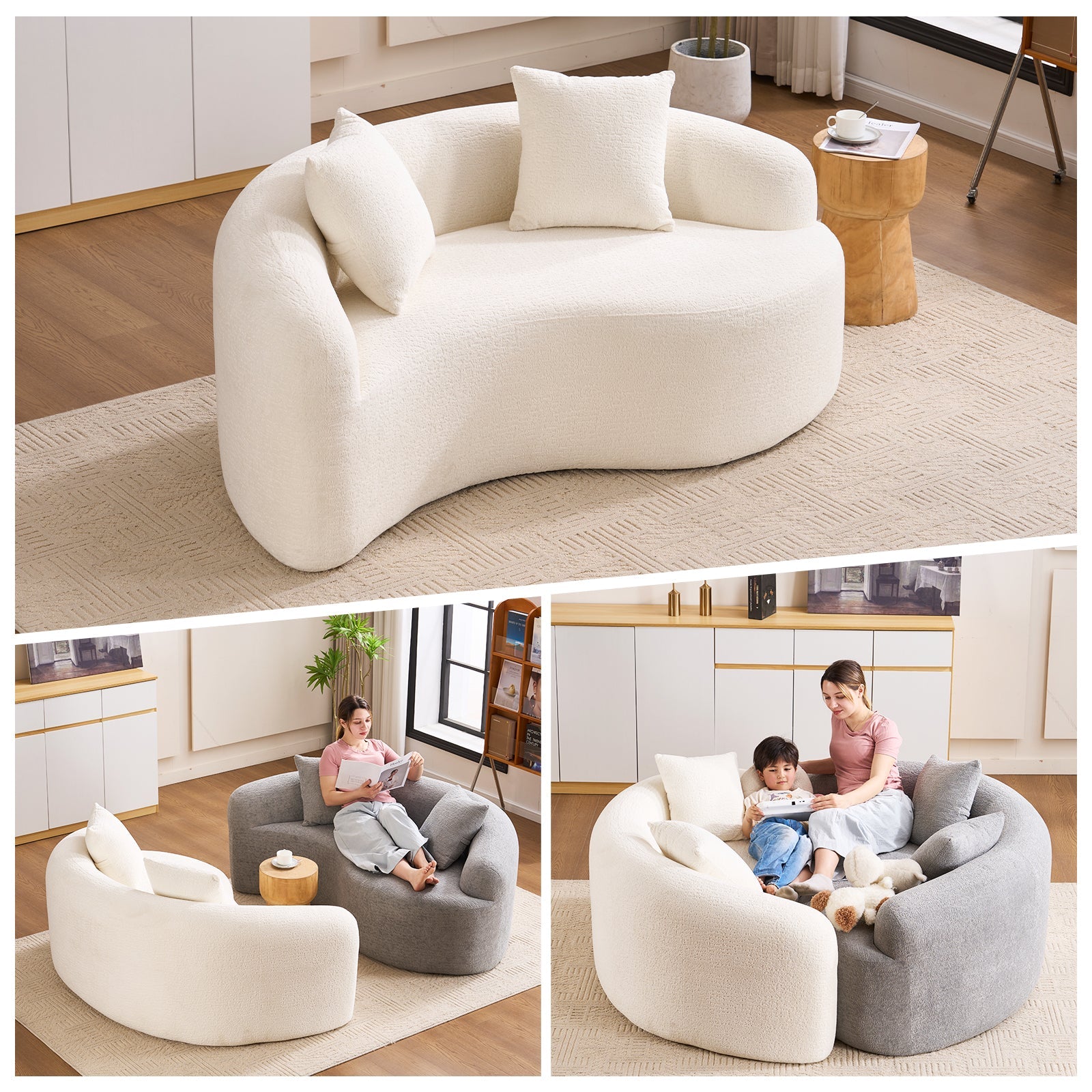 LY-042 S-Curved Chenille Sectional Sofa