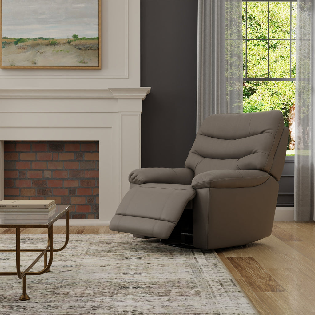 Global Home Swivel Glider Recliner with Manual Footrest In Oslo Sky