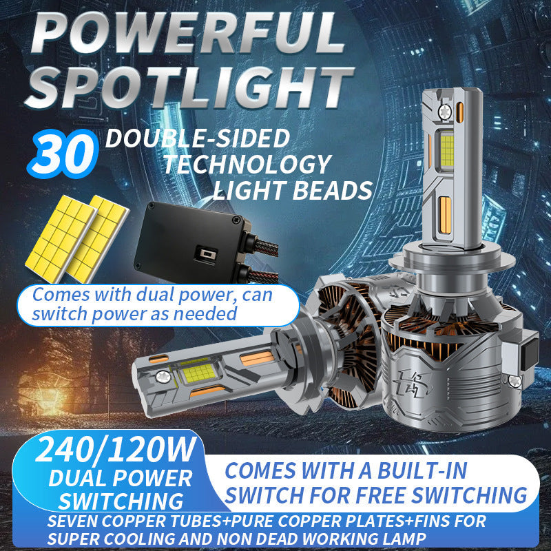 Cross Border Exclusive Supply Of Adjustable Dual Power Car Led Headlights 7 Copper Tube Laser Led Car Headlights H7H4 Universal