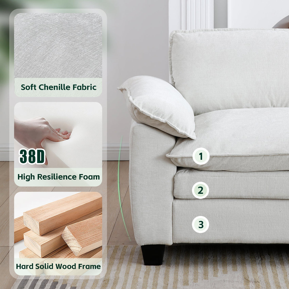 Luxury L Shape Sofa with Ottoman