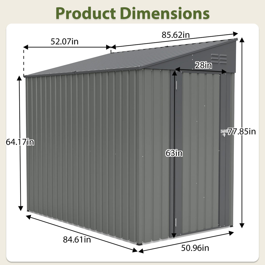 4x7 Foot Lean-To Shed in Olive