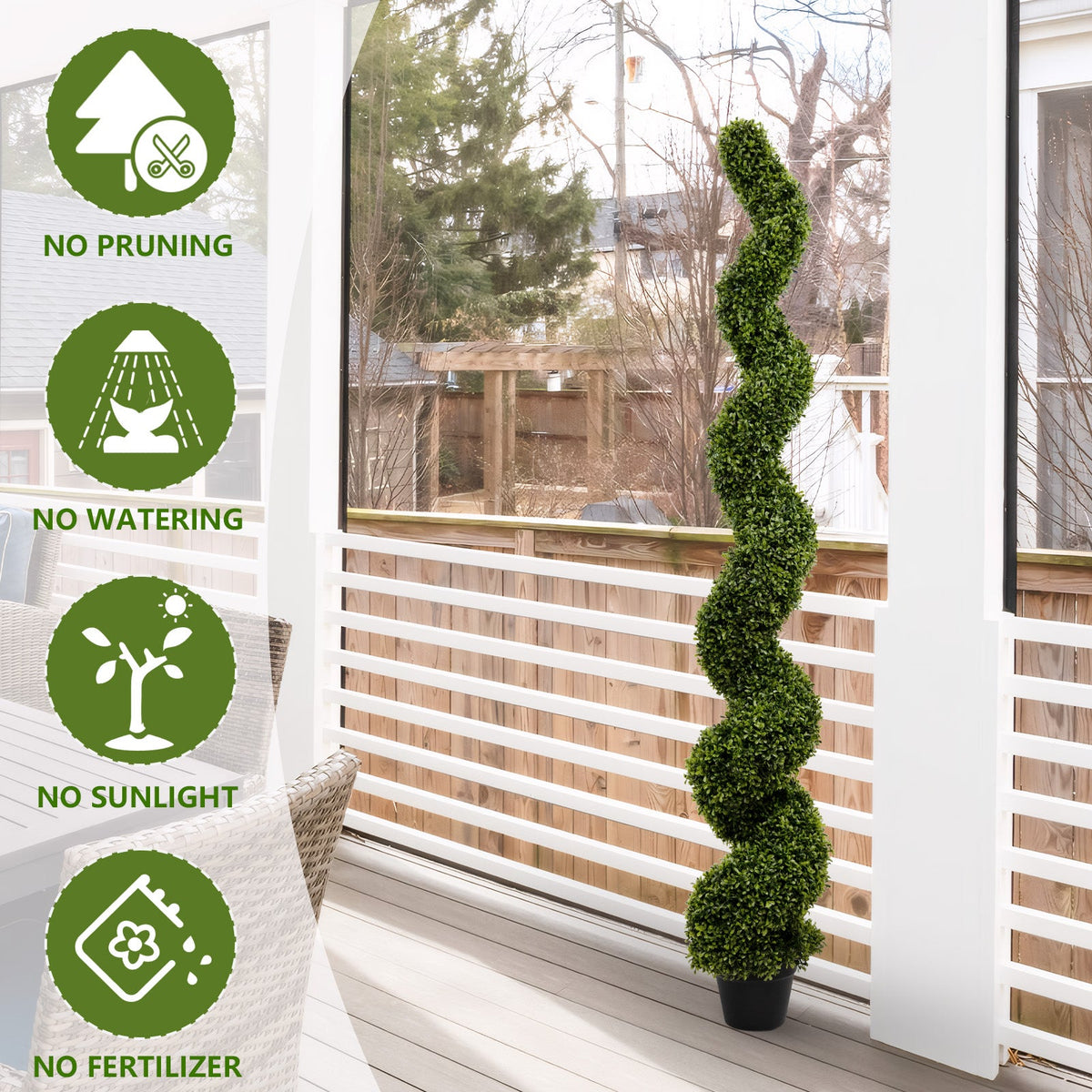 6FT Spiral Topiary Trees Artificial Outdoor Faux Boxwood Plants